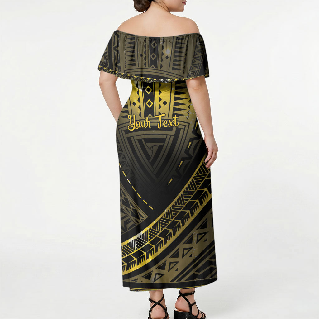 Personalised Polynesia Childhood Cancer Support Off Shoulder Maxi Dress You Are Stronger Than Cancer