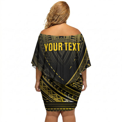 Personalised Polynesia Childhood Cancer Support Off Shoulder Short Dress You Are Stronger Than Cancer