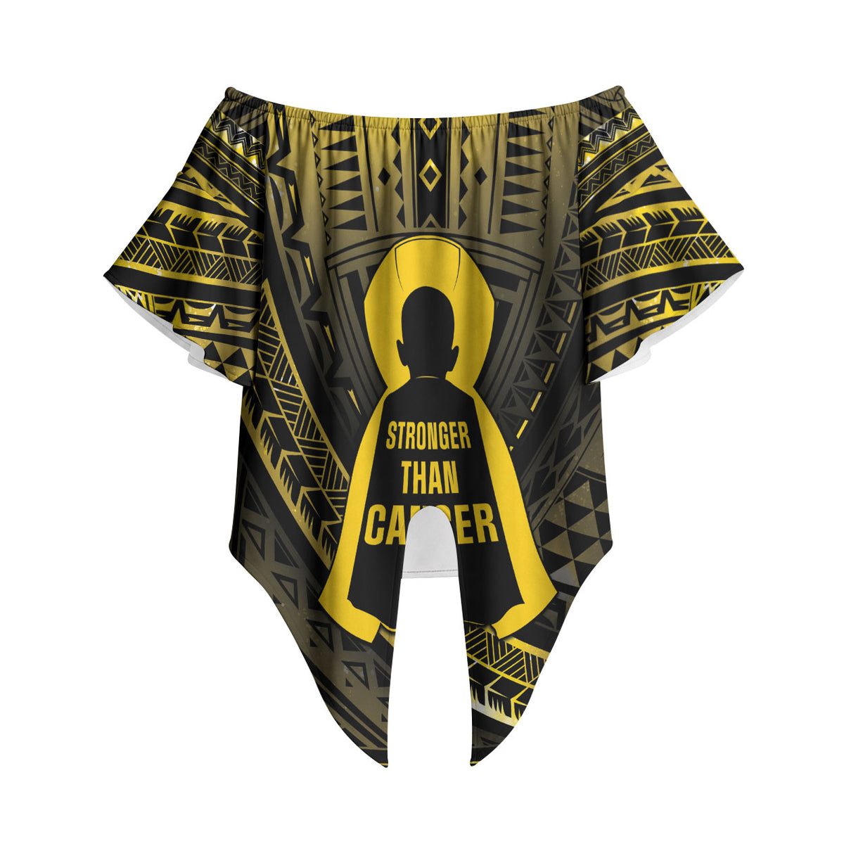 Personalised Polynesia Childhood Cancer Support Off Shoulder Wrap Waist Top You Are Stronger Than Cancer