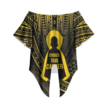Personalised Polynesia Childhood Cancer Support Off Shoulder Wrap Waist Top You Are Stronger Than Cancer