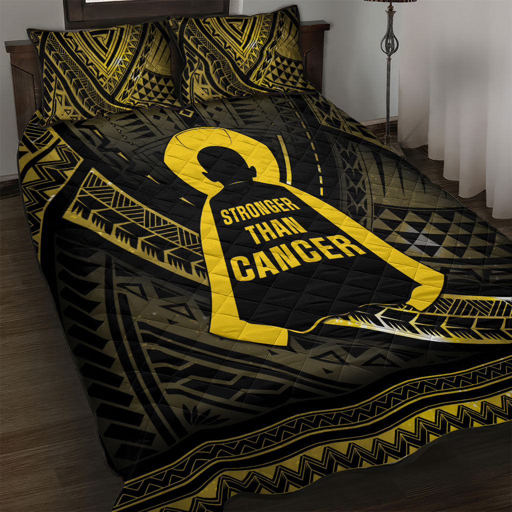 Polynesia Childhood Cancer Support Quilt Bed Set You Are Stronger Than Cancer