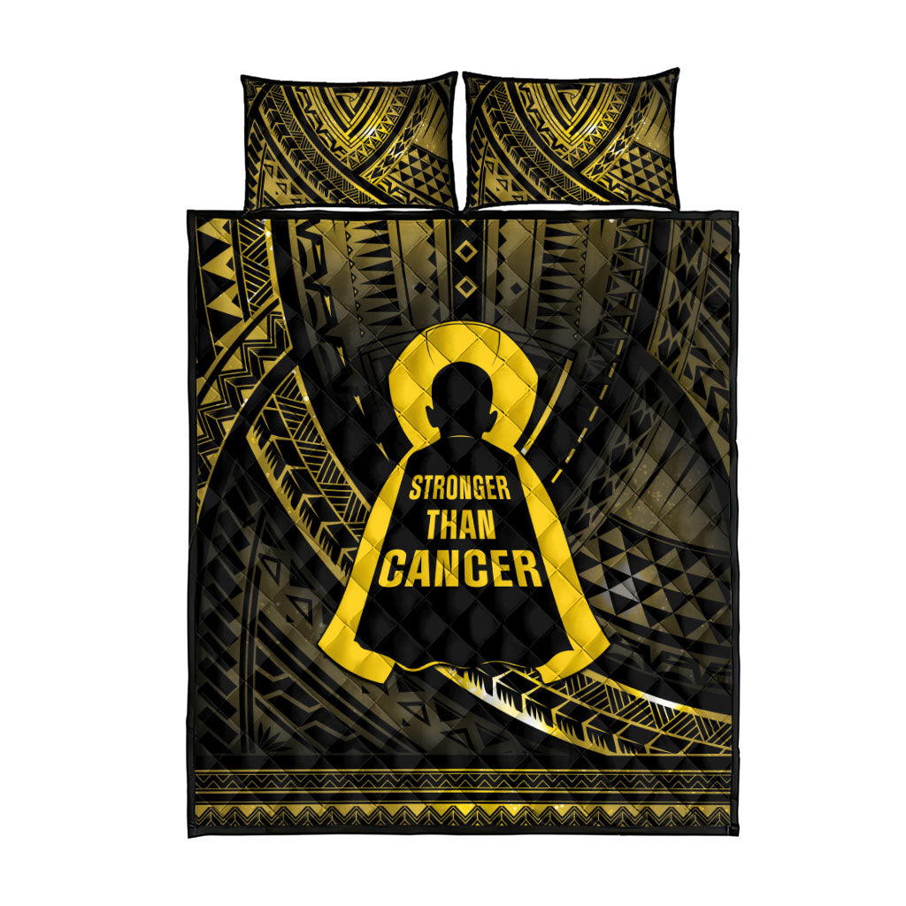 Polynesia Childhood Cancer Support Quilt Bed Set You Are Stronger Than Cancer
