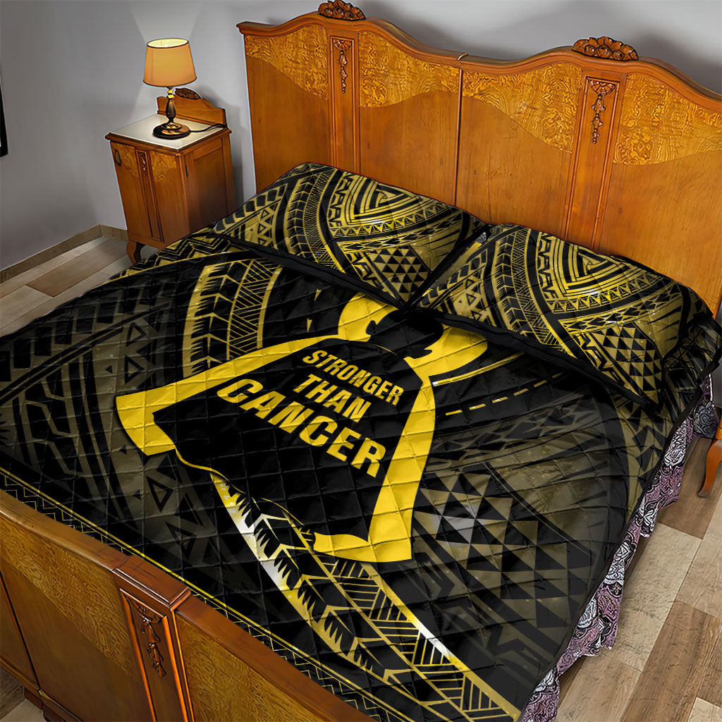 Polynesia Childhood Cancer Support Quilt Bed Set You Are Stronger Than Cancer