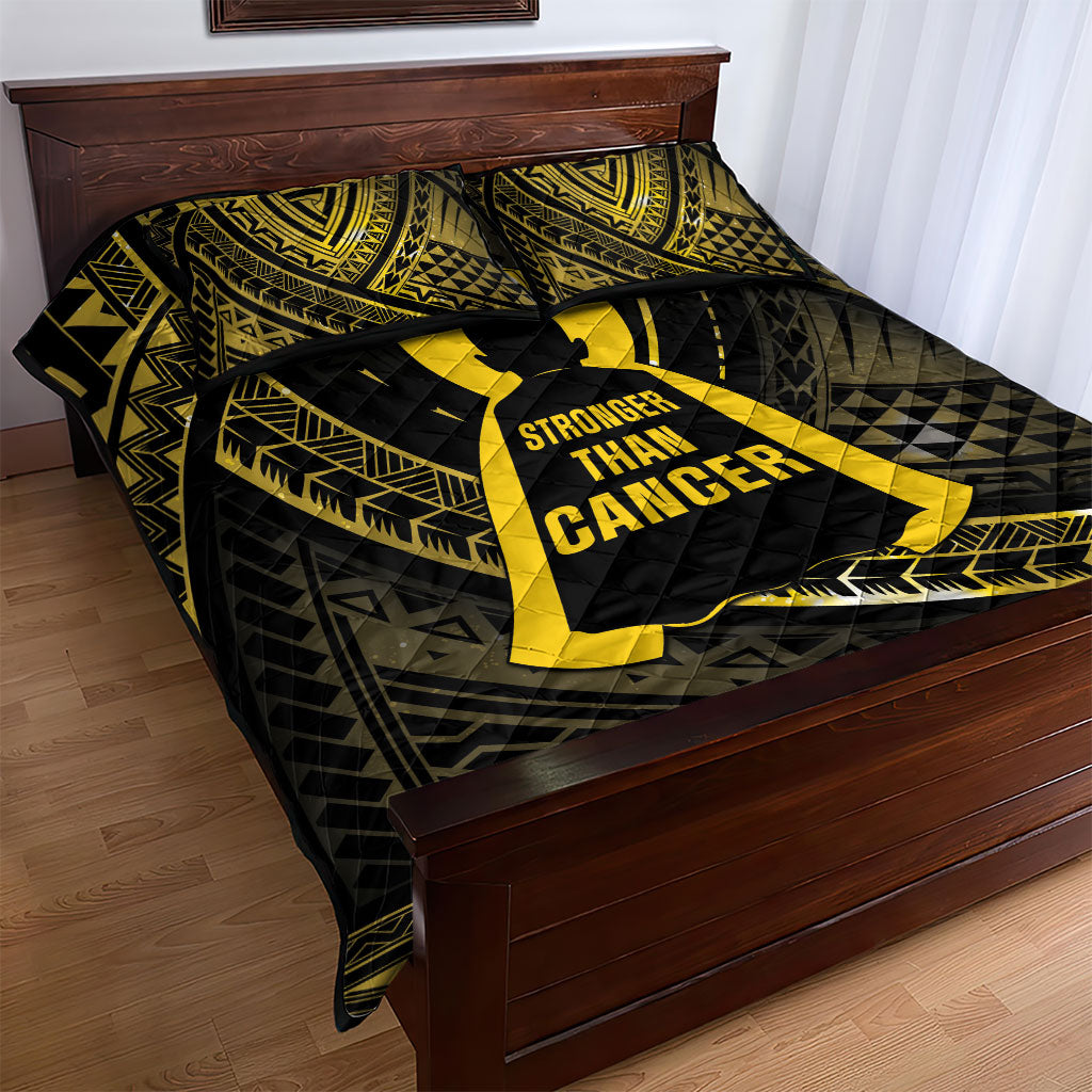 Polynesia Childhood Cancer Support Quilt Bed Set You Are Stronger Than Cancer