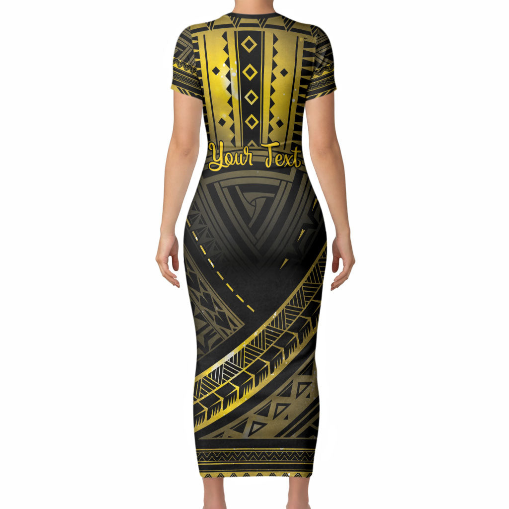 Personalised Polynesia Childhood Cancer Support Short Sleeve Bodycon Dress You Are Stronger Than Cancer