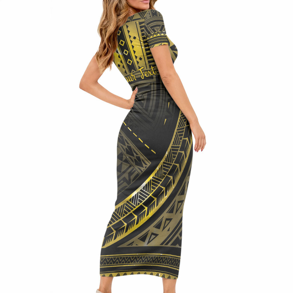 Personalised Polynesia Childhood Cancer Support Short Sleeve Bodycon Dress You Are Stronger Than Cancer