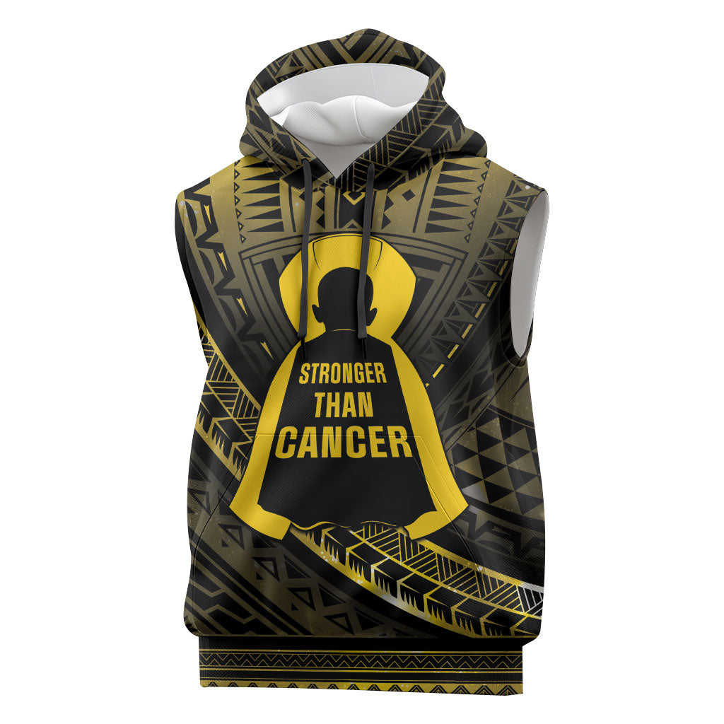 Personalised Polynesia Childhood Cancer Support Sleeveless Hoodie You Are Stronger Than Cancer