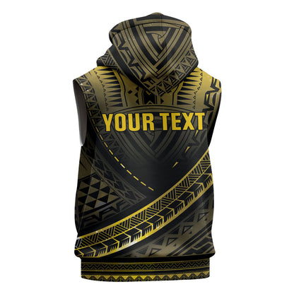 Personalised Polynesia Childhood Cancer Support Sleeveless Hoodie You Are Stronger Than Cancer