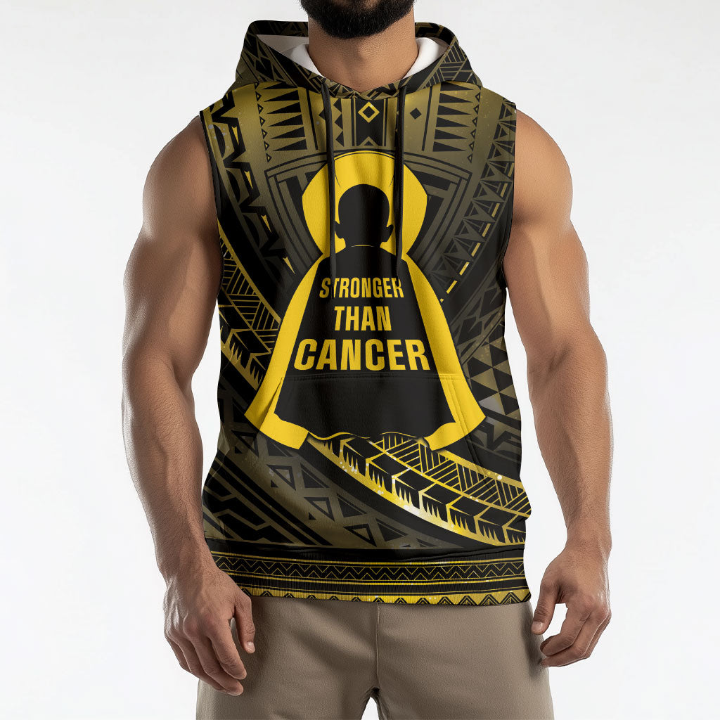 Personalised Polynesia Childhood Cancer Support Sleeveless Hoodie You Are Stronger Than Cancer