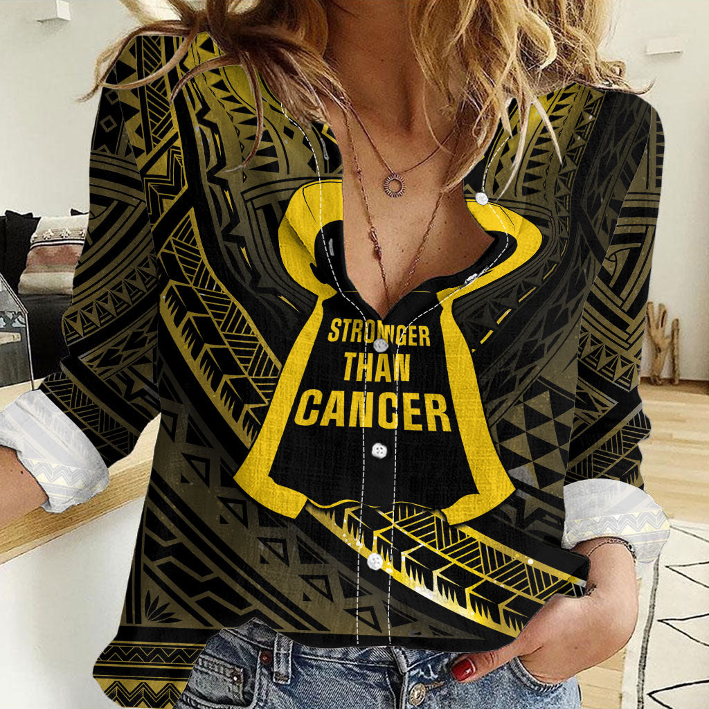 Personalised Polynesia Childhood Cancer Support Women Casual Shirt You Are Stronger Than Cancer