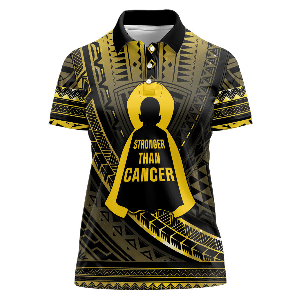 Personalised Polynesia Childhood Cancer Support Women Polo Shirt You Are Stronger Than Cancer