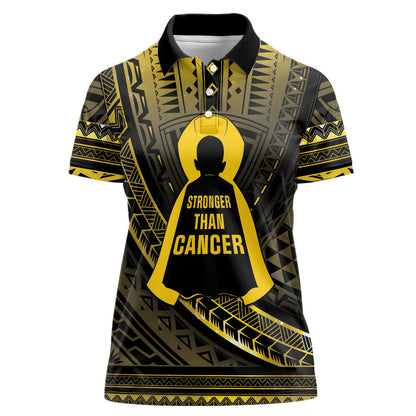 Personalised Polynesia Childhood Cancer Support Women Polo Shirt You Are Stronger Than Cancer