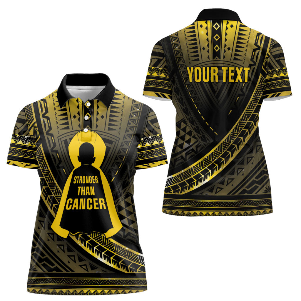 Personalised Polynesia Childhood Cancer Support Women Polo Shirt You Are Stronger Than Cancer