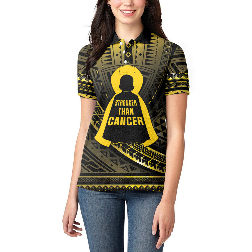 Personalised Polynesia Childhood Cancer Support Women Polo Shirt You Are Stronger Than Cancer