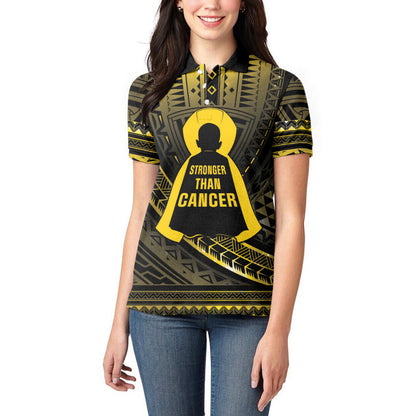 Personalised Polynesia Childhood Cancer Support Women Polo Shirt You Are Stronger Than Cancer