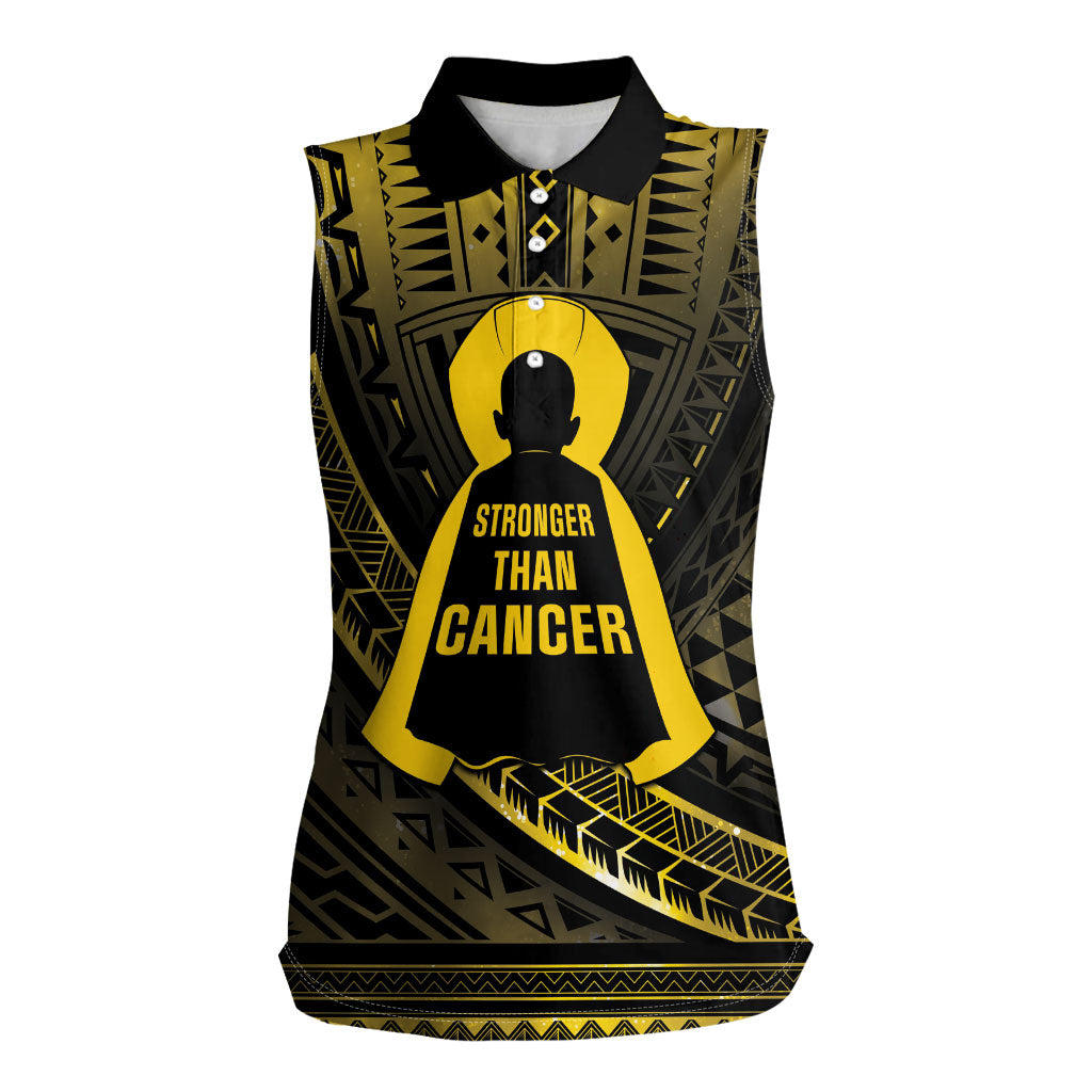 Personalised Polynesia Childhood Cancer Support Women Sleeveless Polo Shirt You Are Stronger Than Cancer