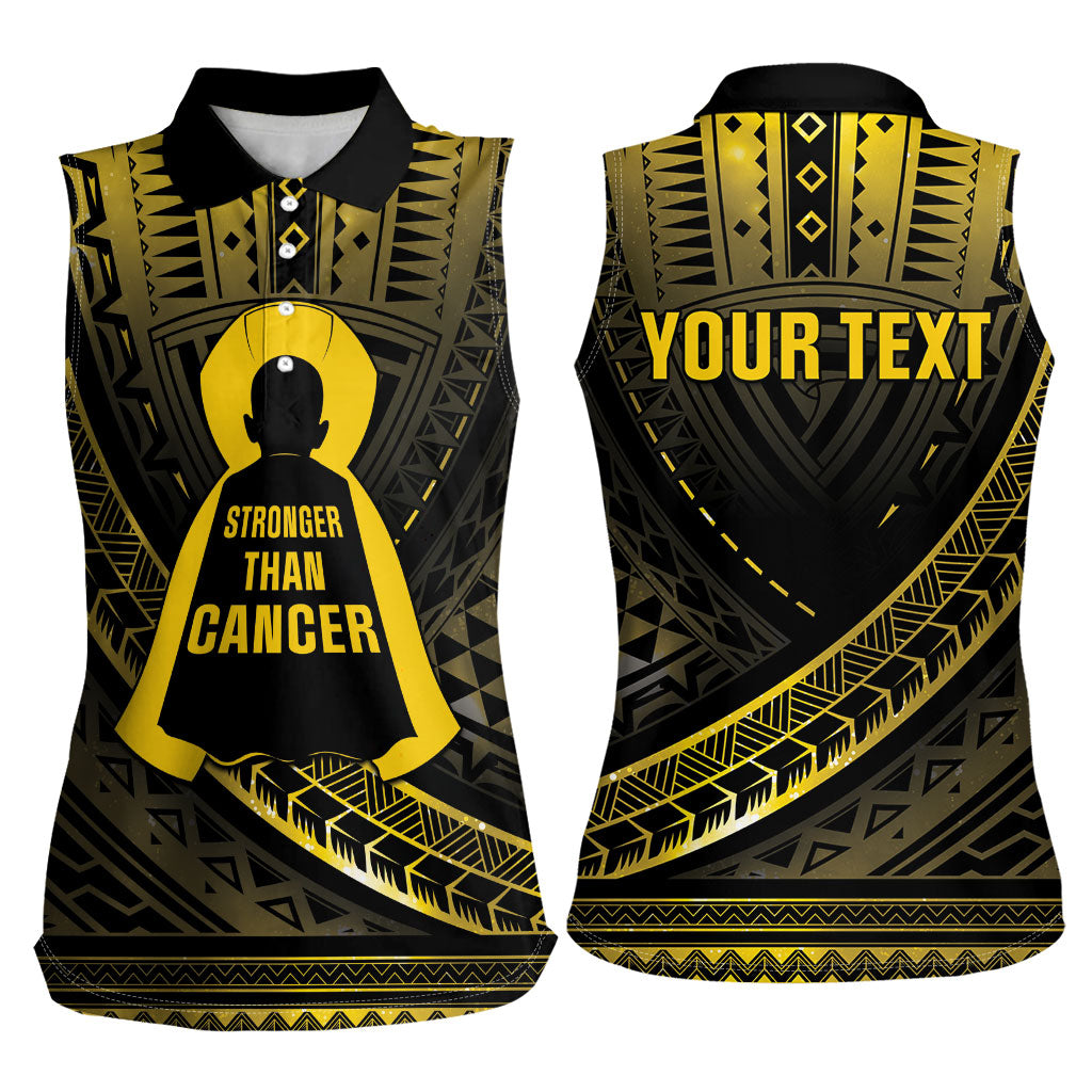 Personalised Polynesia Childhood Cancer Support Women Sleeveless Polo Shirt You Are Stronger Than Cancer