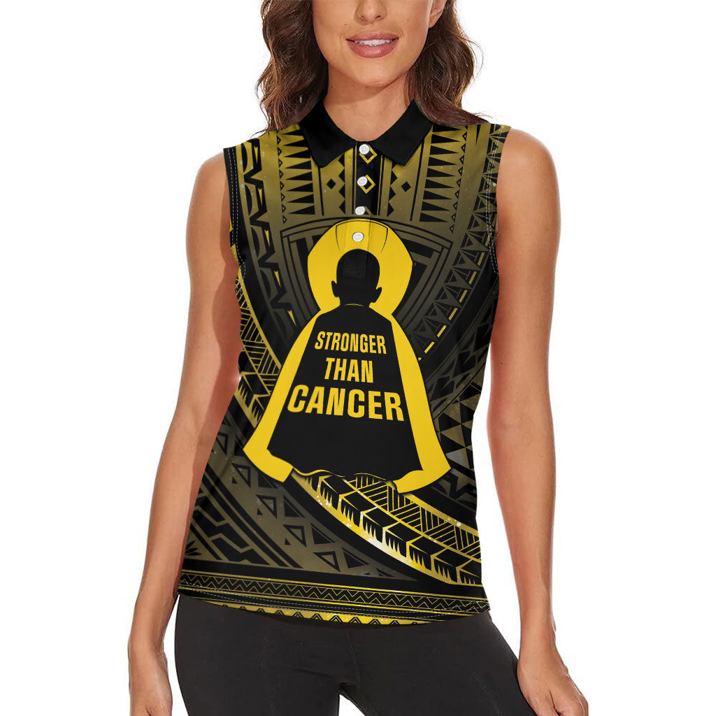 Personalised Polynesia Childhood Cancer Support Women Sleeveless Polo Shirt You Are Stronger Than Cancer