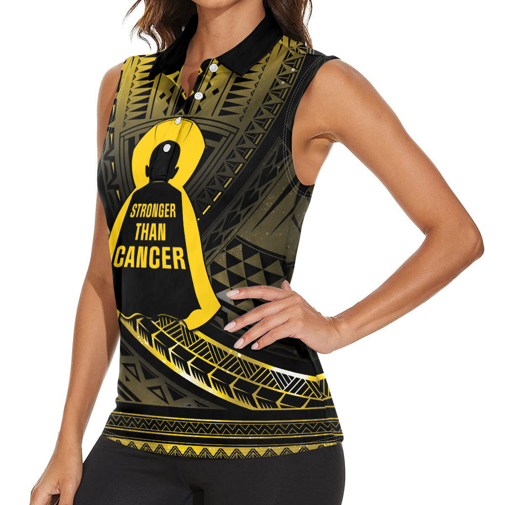 Personalised Polynesia Childhood Cancer Support Women Sleeveless Polo Shirt You Are Stronger Than Cancer