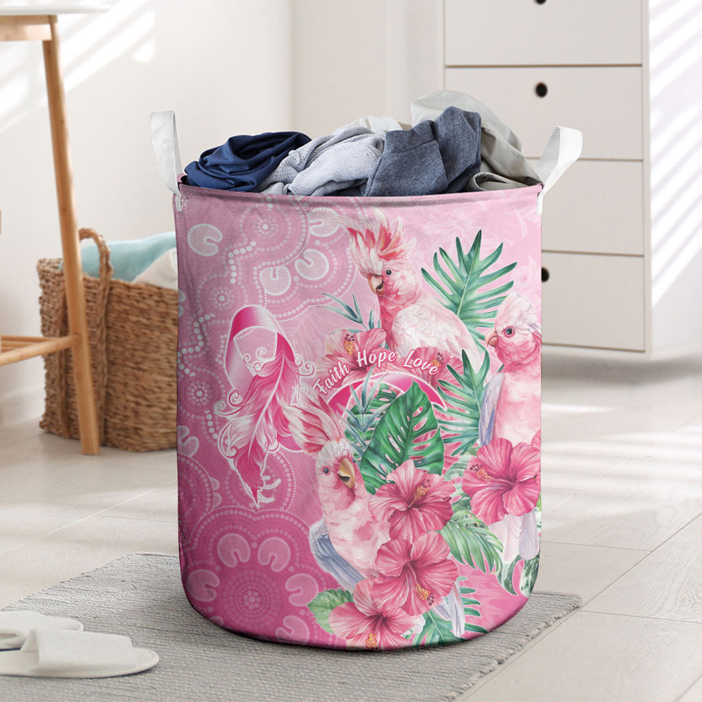 Australia Cockatoos Breast Cancer Laundry Basket Faith Hope Love