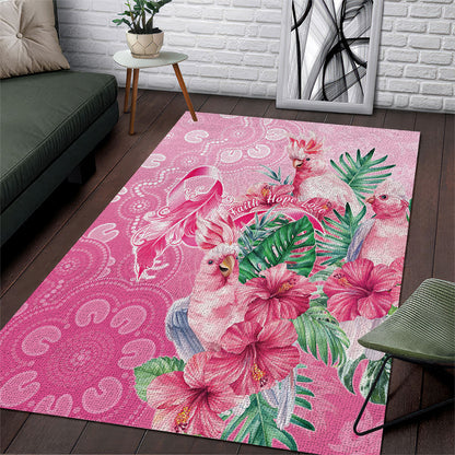 Australia Cockatoos Breast Cancer Area Rug Faith Hope Love