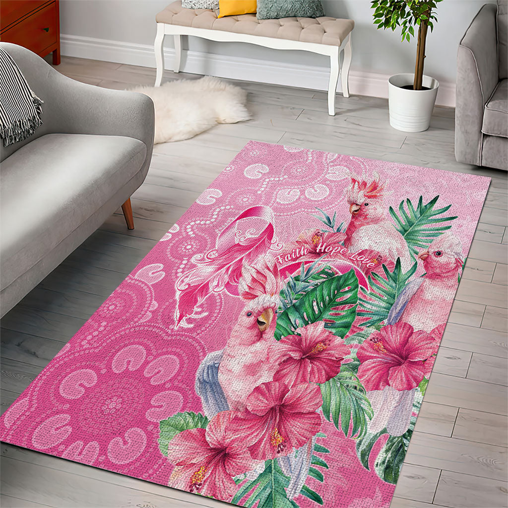 Australia Cockatoos Breast Cancer Area Rug Faith Hope Love
