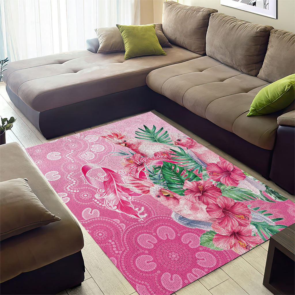 Australia Cockatoos Breast Cancer Area Rug Faith Hope Love