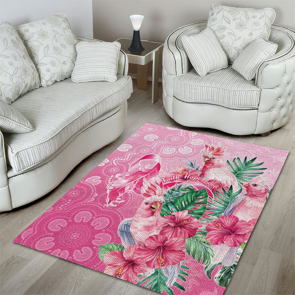 Australia Cockatoos Breast Cancer Area Rug Faith Hope Love