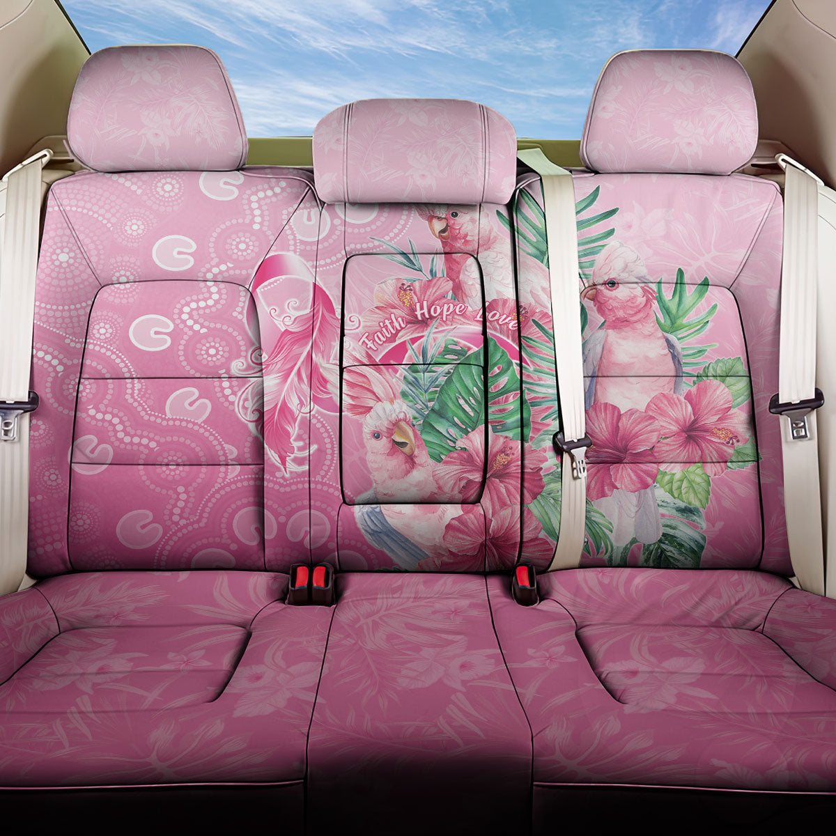 Australia Cockatoos Breast Cancer Back Car Seat Cover Faith Hope Love
