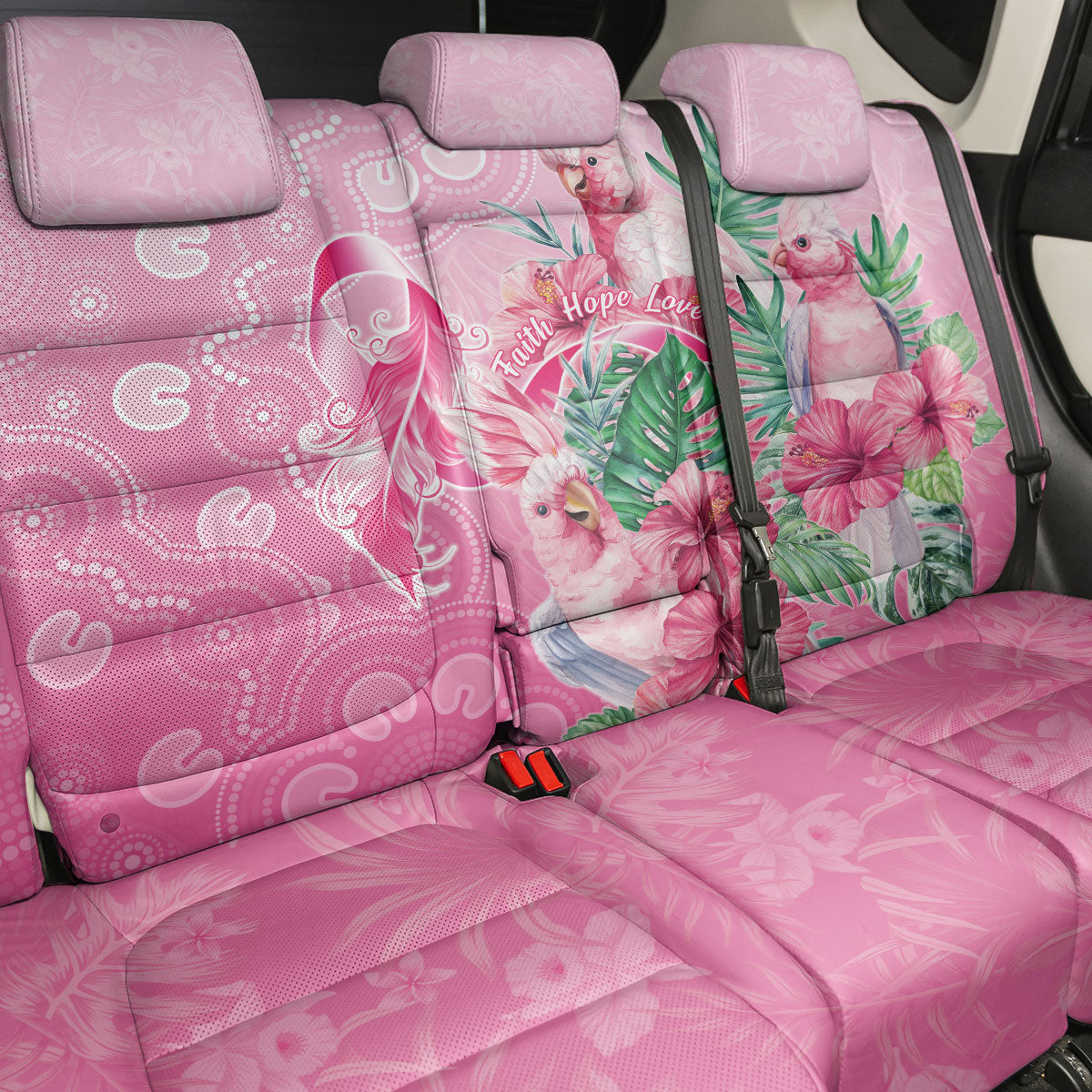 Australia Cockatoos Breast Cancer Back Car Seat Cover Faith Hope Love