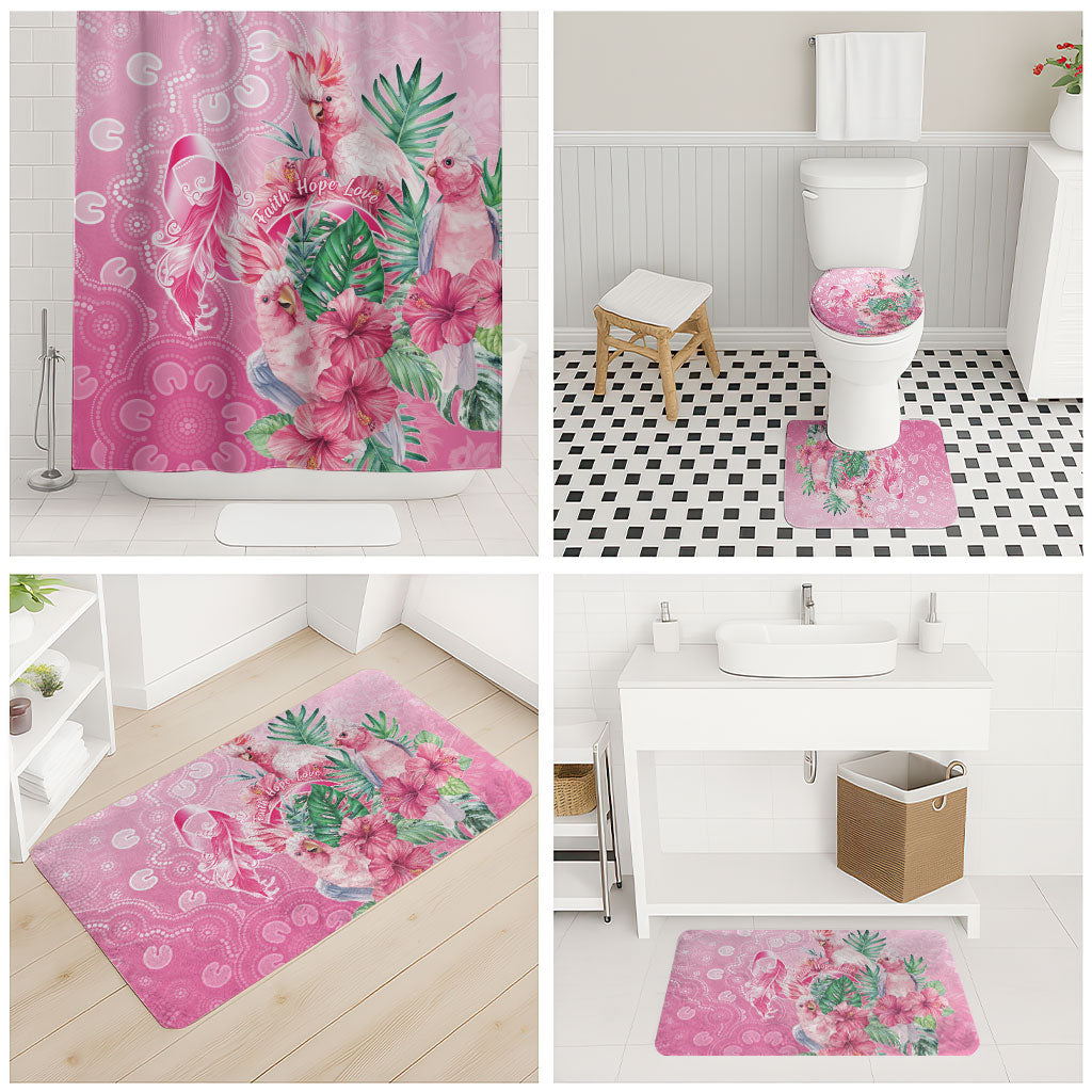 Australia Cockatoos Breast Cancer Bathroom Set Faith Hope Love