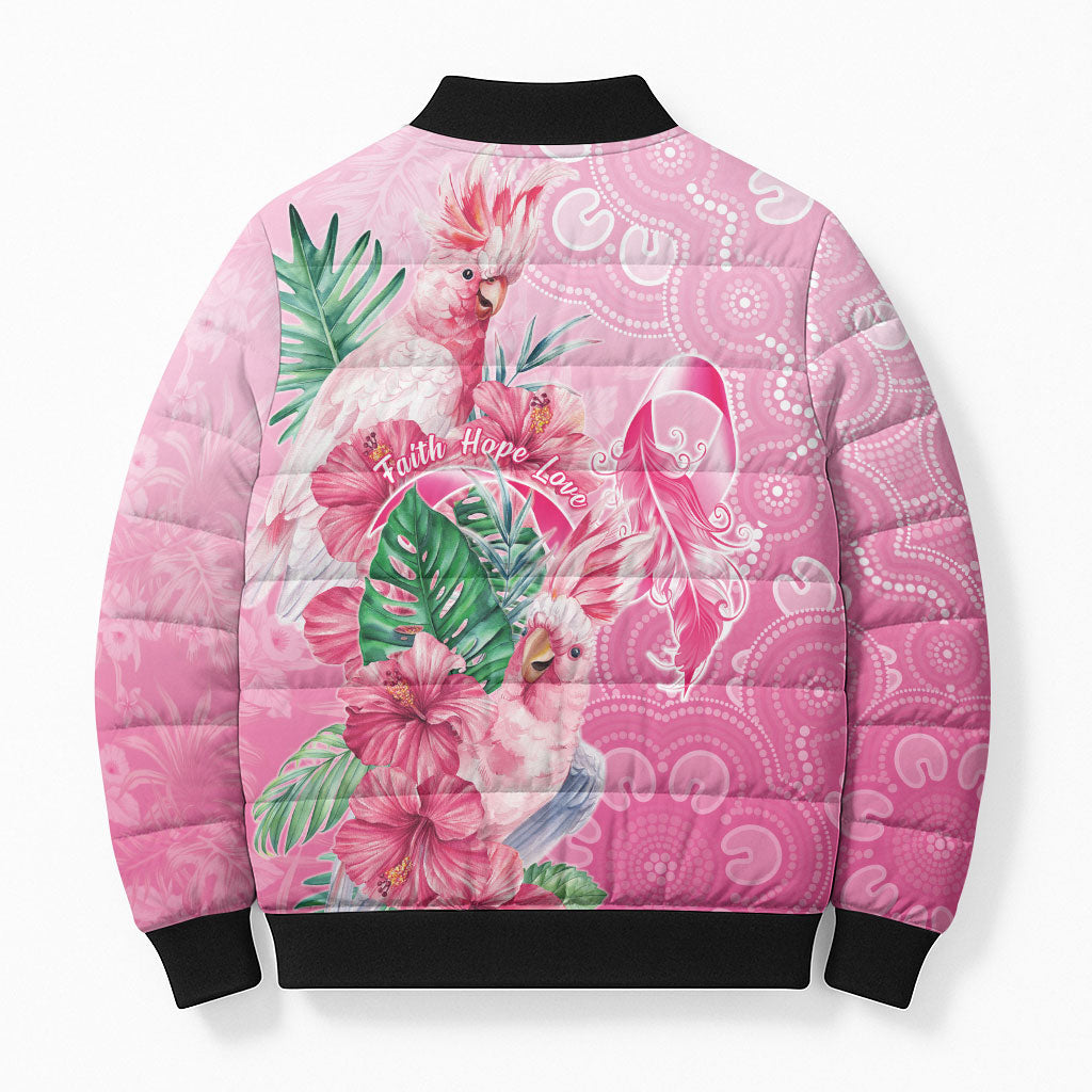 Australia Cockatoos Breast Cancer Bomber Puffer Jacket Faith Hope Love