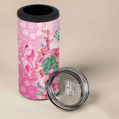 Australia Cockatoos Breast Cancer 4 in 1 Can Cooler Tumbler Faith Hope Love