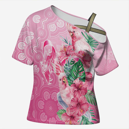 Australia Cockatoos Breast Cancer Cross Shoulder Shirt Faith Hope Love