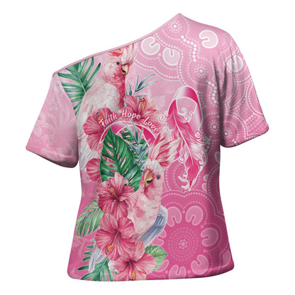 Australia Cockatoos Breast Cancer Cross Shoulder Shirt Faith Hope Love