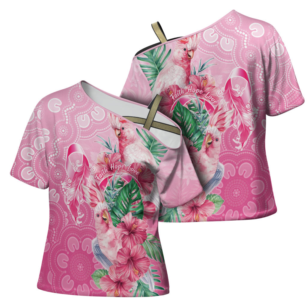 Australia Cockatoos Breast Cancer Cross Shoulder Shirt Faith Hope Love