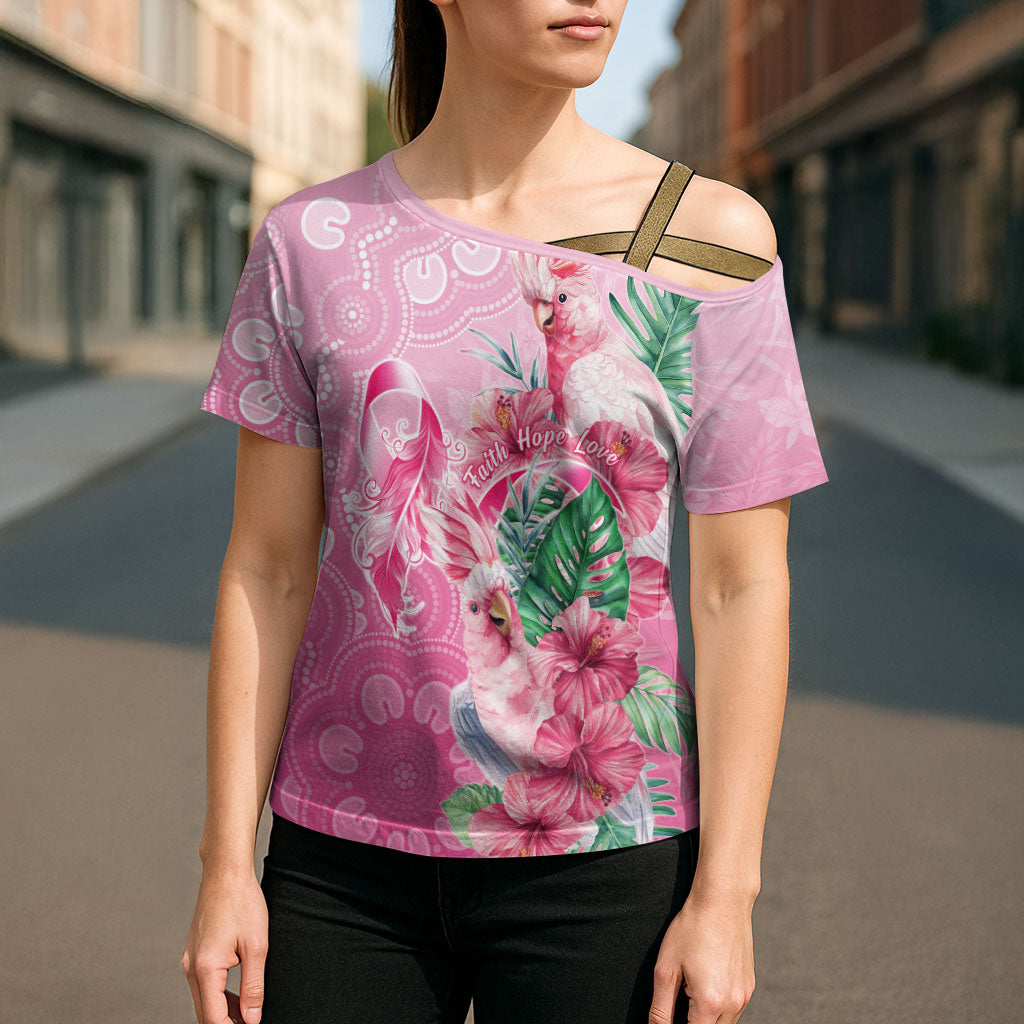 Australia Cockatoos Breast Cancer Cross Shoulder Shirt Faith Hope Love