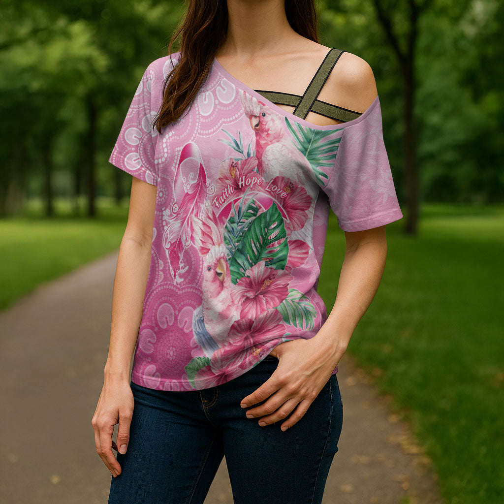 Australia Cockatoos Breast Cancer Cross Shoulder Shirt Faith Hope Love