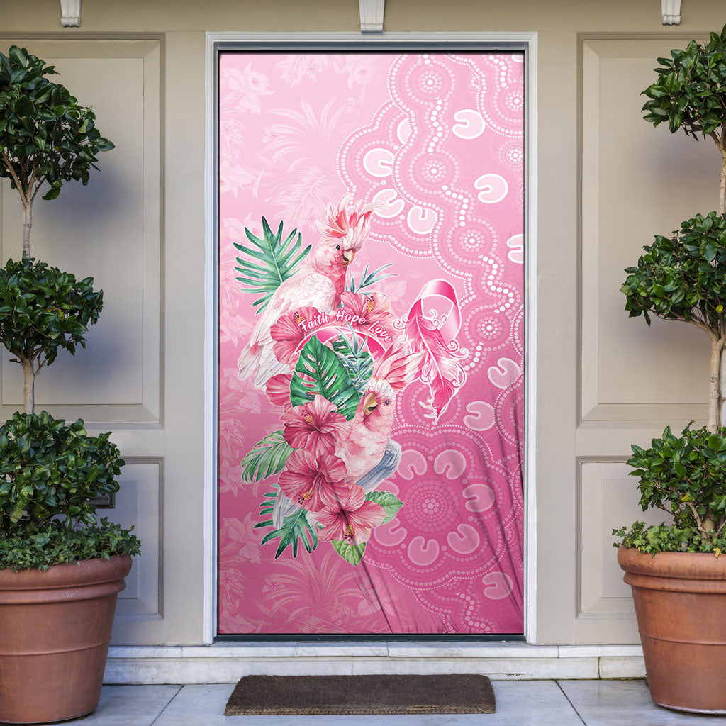 Australia Cockatoos Breast Cancer Door Cover Faith Hope Love