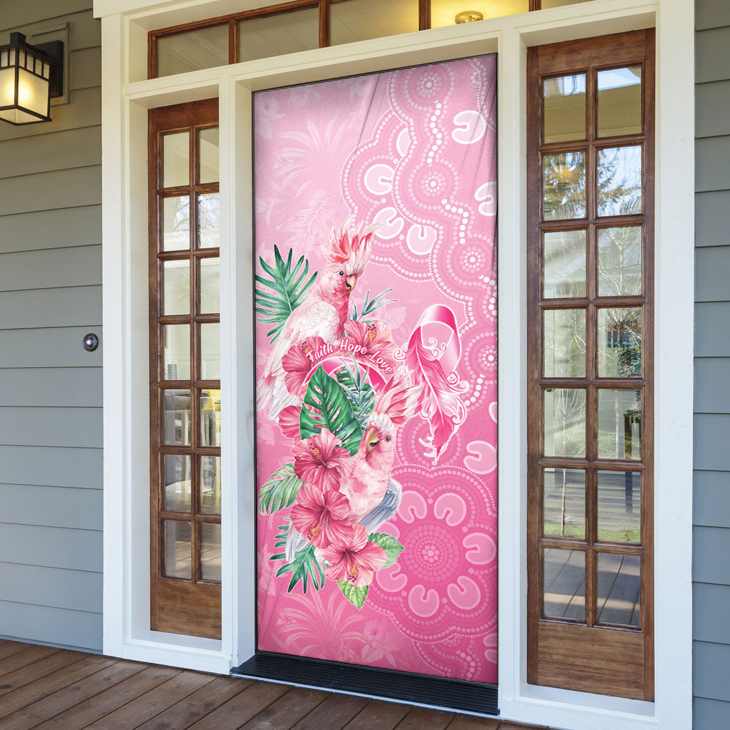 Australia Cockatoos Breast Cancer Door Cover Faith Hope Love