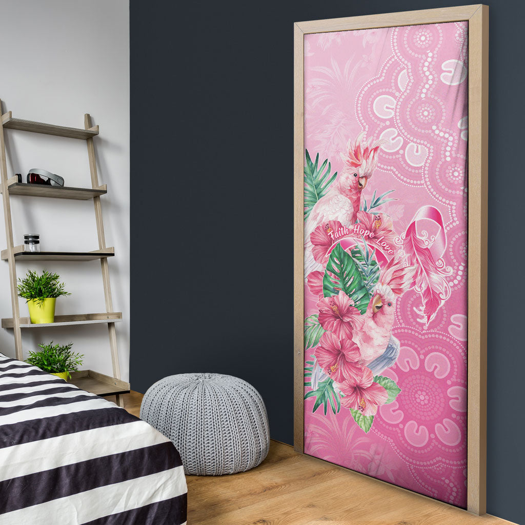 Australia Cockatoos Breast Cancer Door Cover Faith Hope Love