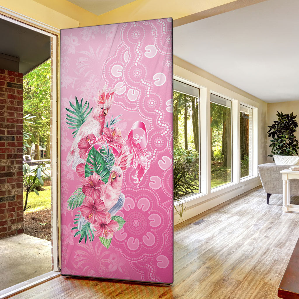 Australia Cockatoos Breast Cancer Door Cover Faith Hope Love