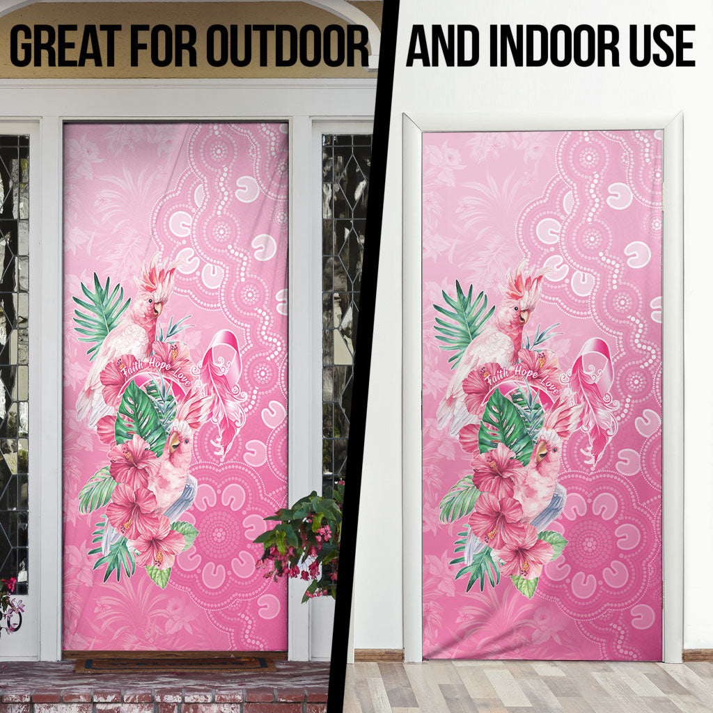 Australia Cockatoos Breast Cancer Door Cover Faith Hope Love