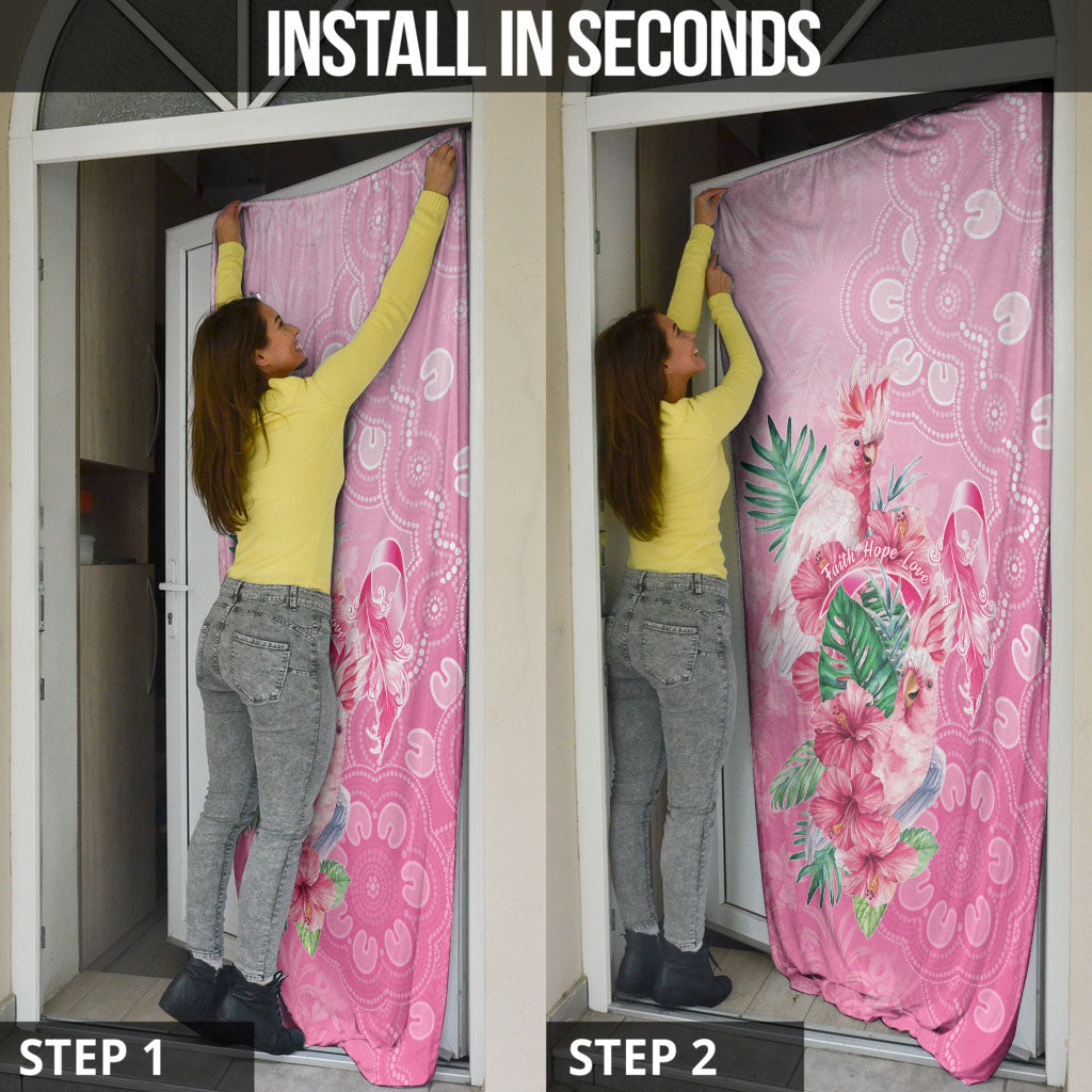 Australia Cockatoos Breast Cancer Door Cover Faith Hope Love