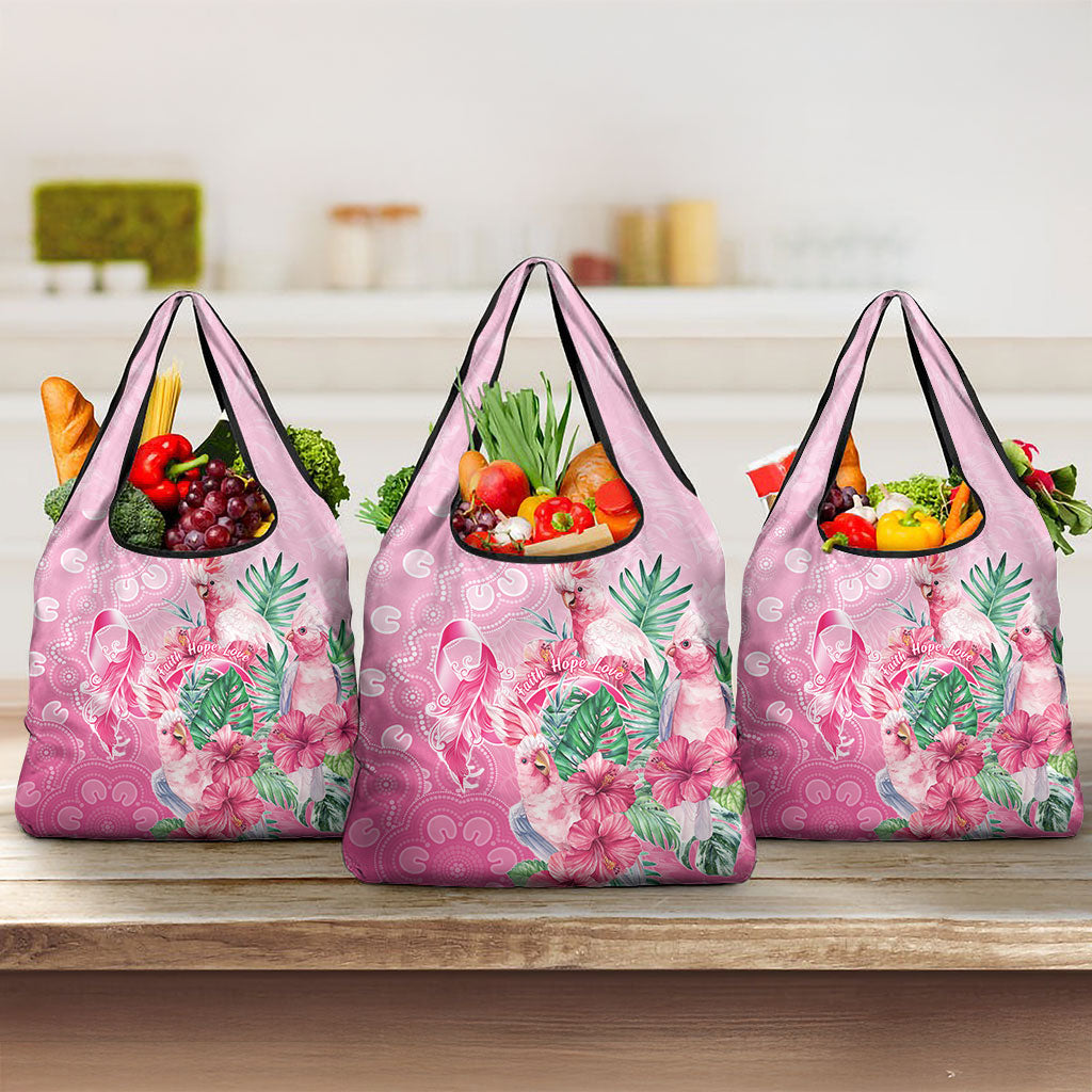 Australia Cockatoos Breast Cancer Grocery Bag Faith Hope Love