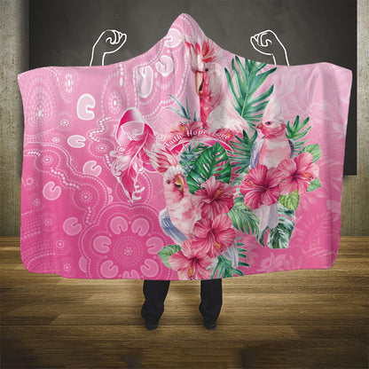 Australia Cockatoos Breast Cancer Hooded Blanket Faith Hope Love