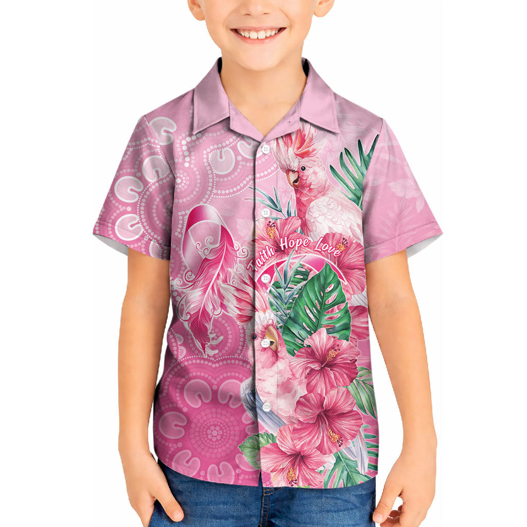 Australia Cockatoos Breast Cancer Kid Hawaiian Shirt Faith Hope Love