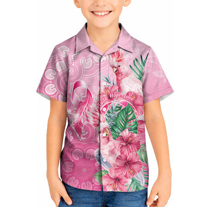 Australia Cockatoos Breast Cancer Kid Hawaiian Shirt Faith Hope Love