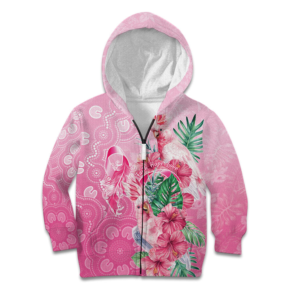 Australia Cockatoos Breast Cancer Kid Hoodie Faith Hope Love