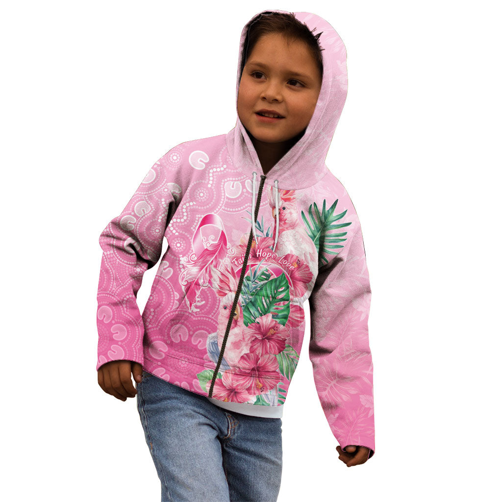 Australia Cockatoos Breast Cancer Kid Hoodie Faith Hope Love